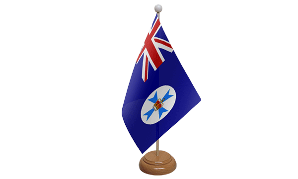 Queensland Small Flag with Wooden Stand